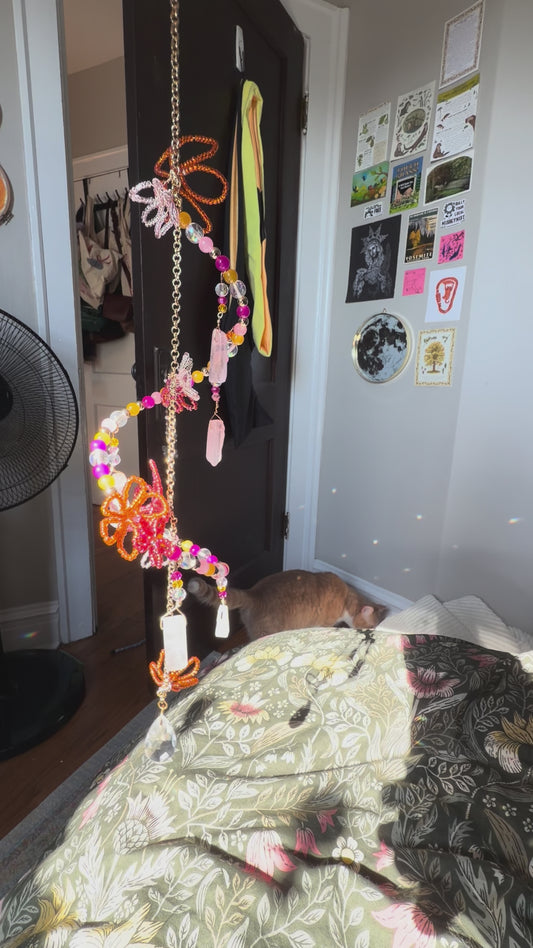 pink and orange floral suncatcher